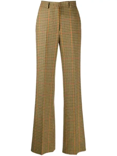 Etro Houndstooth Print Trousers In Green