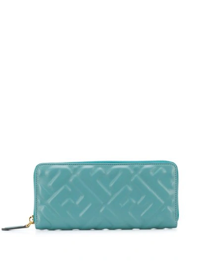 Fendi Embossed Wallet In Blue