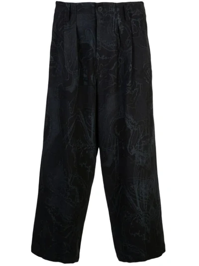 Yohji Yamamoto Cropped Loose Fit Trousers In Black