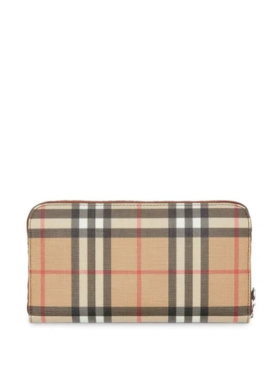 Burberry Vintage Check E-canvas Ziparound Wallet In Neutrals