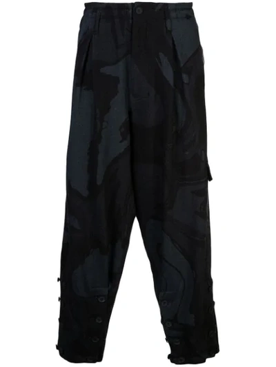 Yohji Yamamoto Colour Block Cargo Trousers In Black