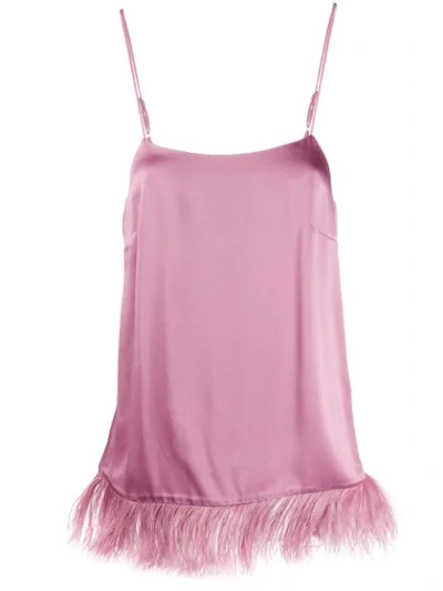 Semicouture Feather Trimmed Cami Top In Pink