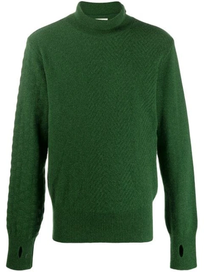 Oliver Spencer Textured Knit Turtleneck In Green