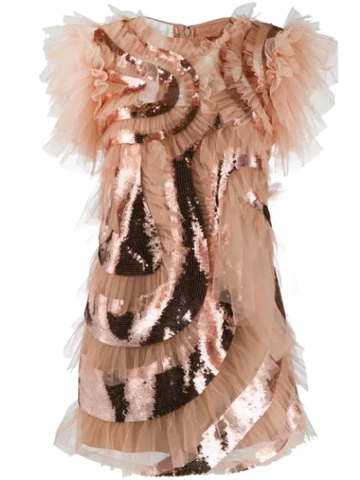 Alberta Ferretti Sequin-detail Tulle Dress In Neutrals