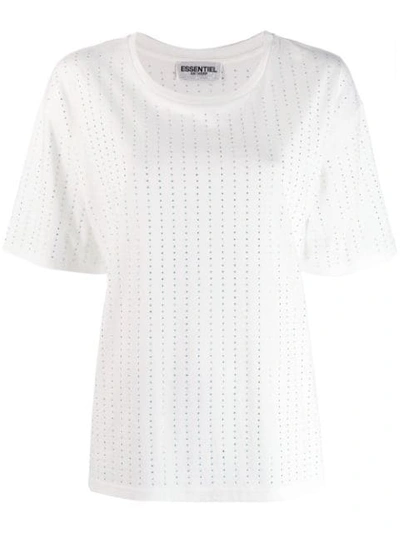 Essentiel Antwerp Diamante Stripe T-shirt In White