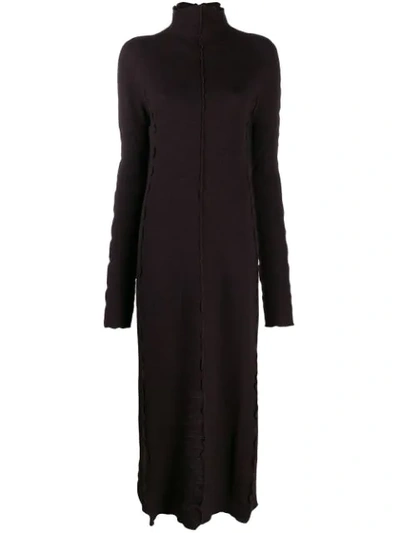 Jil Sander Knitted Seam Detail Dress In Brown