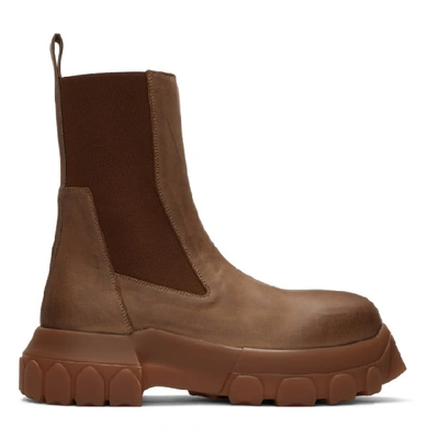 Rick Owens Brown Bozo Tractor Beatles Chelsea Boots In 173173 Rust
