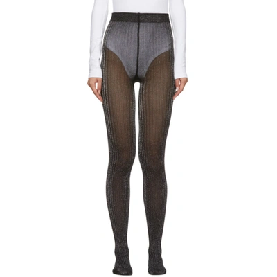 Marc Jacobs Shimmer Ribbed Tights In 84 Silverbl