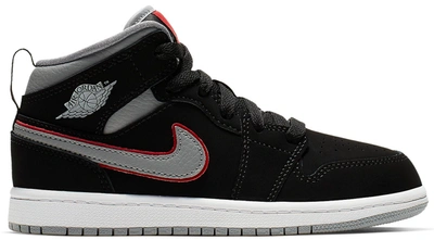 Pre-owned Jordan 1 Mid Black Particle Grey Gym Red (ps) In Black/particle  Grey-white-gym Red | ModeSens