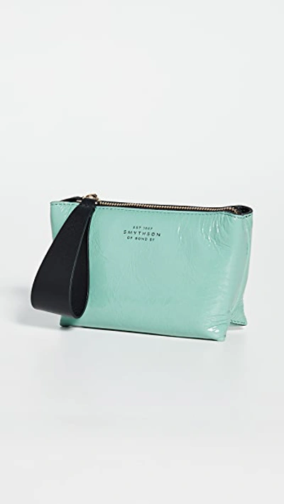 Smythson Mini Pillow Pouch In Seagreen