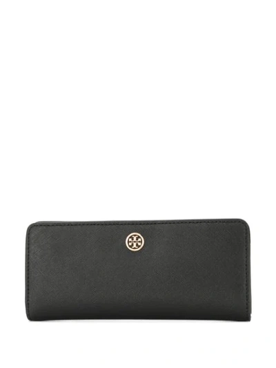 Tory Burch Robinson Bi-fold Leather Wallet In Black