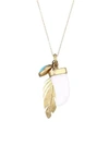Annette Ferdinandsen 14k Yellow Gold, White Agate & Turquoise Scavenger Charm Pendant Necklace