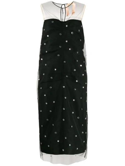 N°21 Tulle Overlay Crystal-embellished Dress In Black