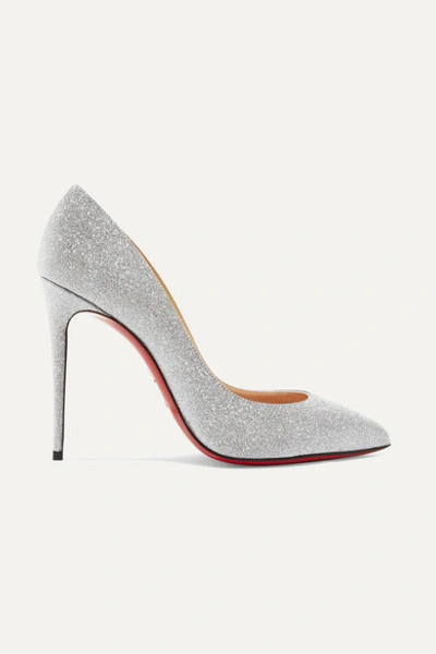 Christian Louboutin Pigalle Follies Glitter Sunset Red Sole Pumps In Silver