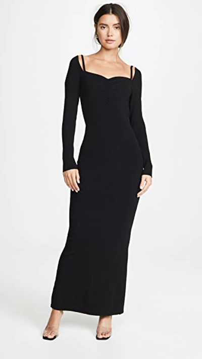 Victor Glemaud Long-sleeve Maxi Dress With Back Slit In Black
