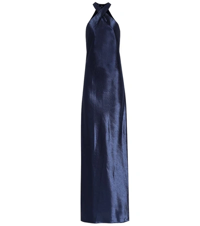 Galvan Eve Silk-satin Gown In Midnight Blue