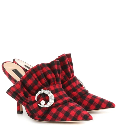 Midnight 00 Checked Mules In Red