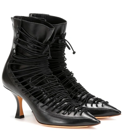 Y/project Lace-up Leather Ankle Boots In Black