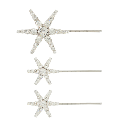 Jennifer Behr Aurelia Set Of Embellished Barrettes In Silver