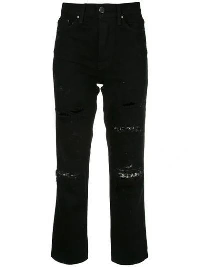 Amiri Embellished High-rise Straight Jeans In Black