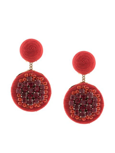 Rebecca De Ravenel Pomegranate Gold-plated, Cord And Crystal Clip Earrings