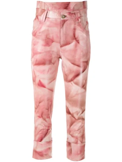 Andrea Bogosian Leather Cropped Trousers In Pink