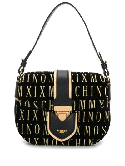 Moschino Roman Embroidery Shoulder Bag In Black