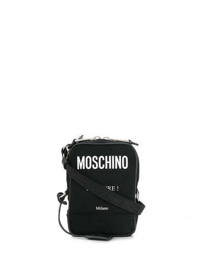 Moschino Logo Print Cross Body Bag In Black