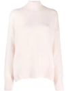 Allude Ribbed Turtle Neck Jumper In Pink