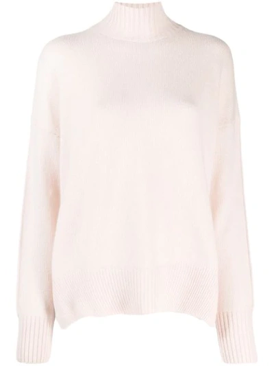 Allude Ribbed Turtle Neck Jumper In Pink
