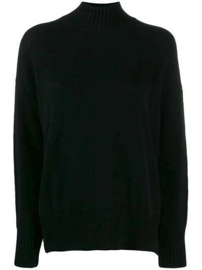 Allude Ribbed Turtle Neck Jumper In Black