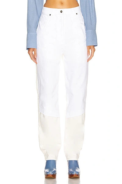 Jacquemus High Waist Jeans In White & Beige