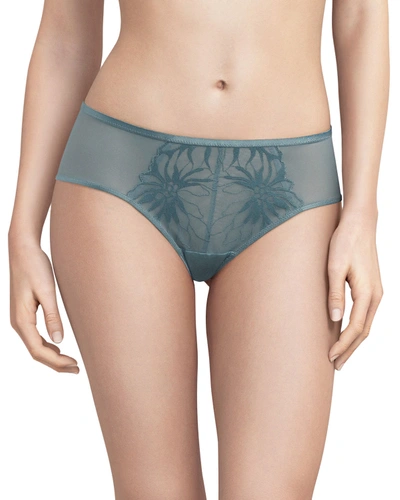 Chantelle Shadows Floral-pattern Hipster Briefs In Blue/green