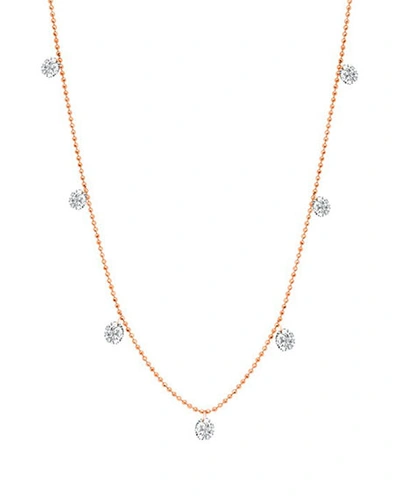 Graziela Gems Gems 18k Rose Gold Diamond Dangle Floating Statement Necklace, 18