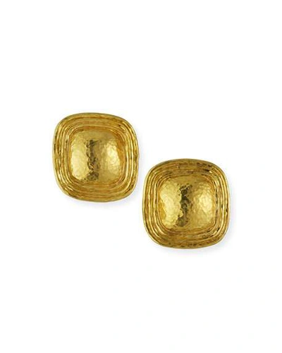 Elizabeth Locke 19k Domed Square Button Earrings