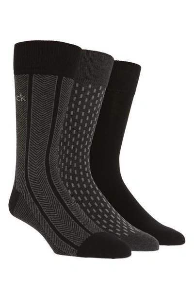 Calvin Klein 3-pack Cotton Blend Socks In Graphite / Black/ Charcoal