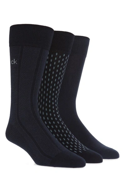 Calvin Klein 3-pack Cotton Blend Socks In Navy/ Midnight