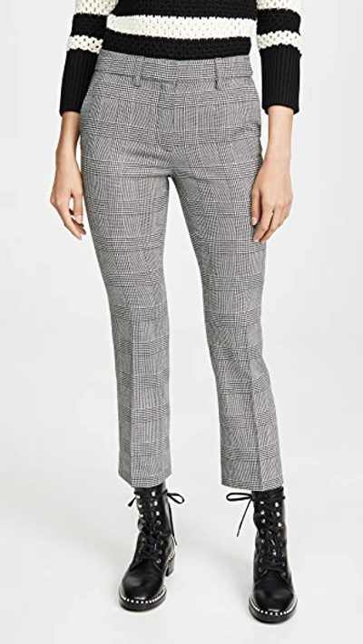 Frame Plaid Cropped Perfect Trousers In Noir Multi