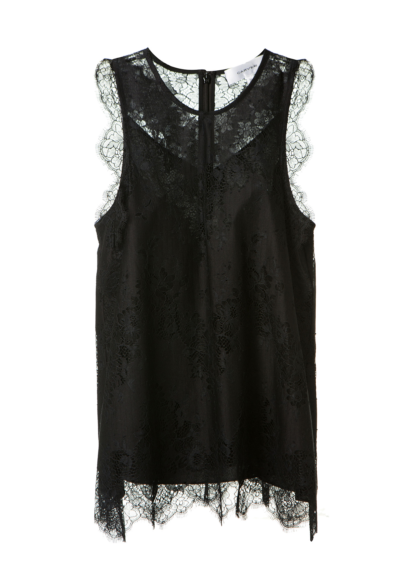 Carven Sleeveless Black Lace Dress | ModeSens