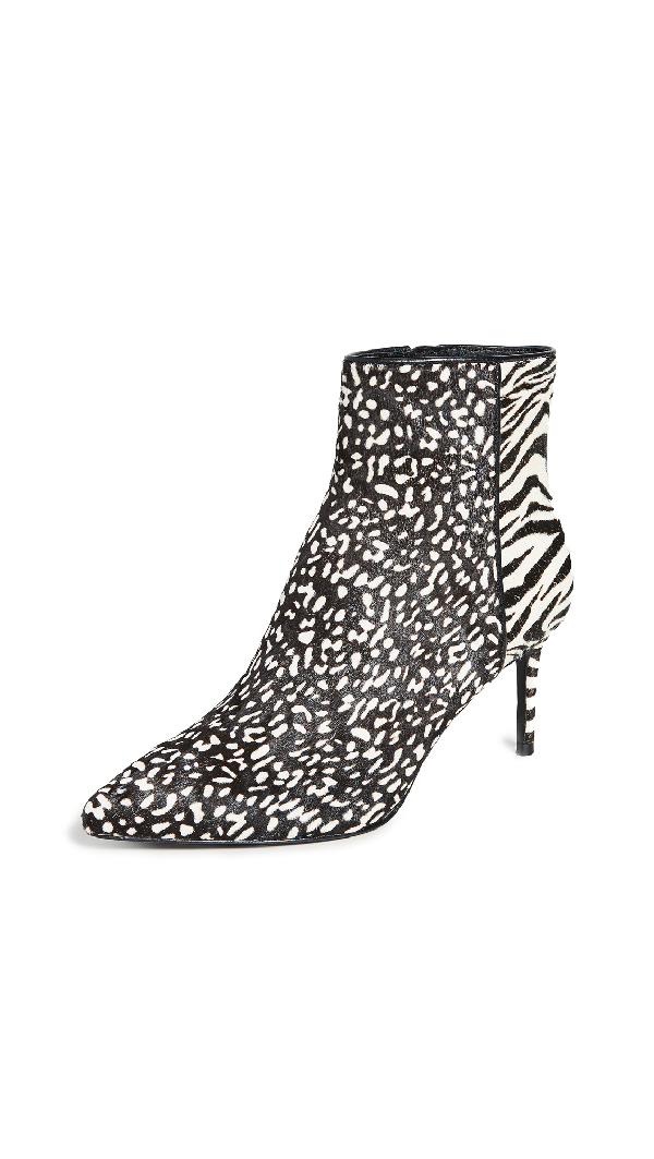black and white animal print booties