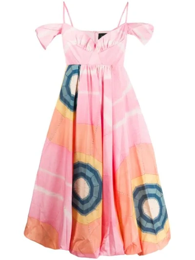 Simone Rocha Dawn Off The Shoulder Taffeta Dress In Pink