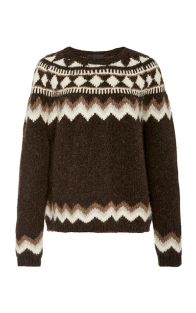 Nili Lotan Adene Fair Isle Alpaca & Merino Wool Blend Sweater In Brown