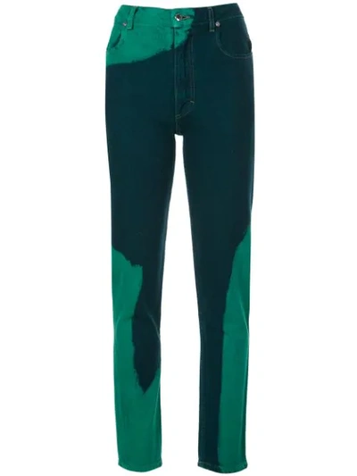 Eckhaus Latta El Hand Dyed High Waist Straight Leg Jeans In Green