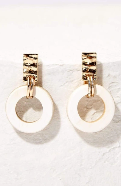 Akola Fern Hammered Metal & Horn Circle Drop Earrings In Blonde