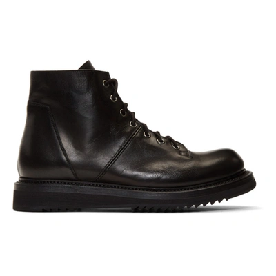 Rick Owens Monkey Boot Combat Boots In Black Leather