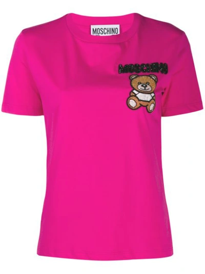 Moschino Beaded Teddy Bear T-shirt In Pink