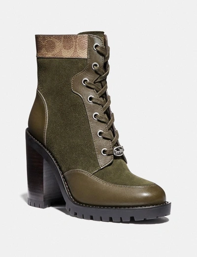 Coach Hedy Bootie In Army Green/tan