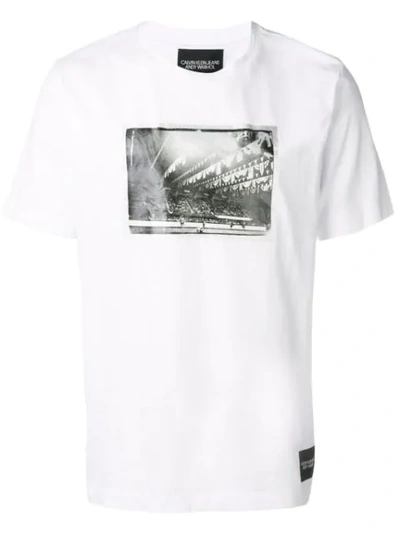 Calvin Klein Jeans Est.1978 Photographic Basketball Cotton T-shirt In White