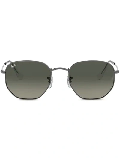 Ray Ban Hexagonal Frame Sunglasses In Metallic