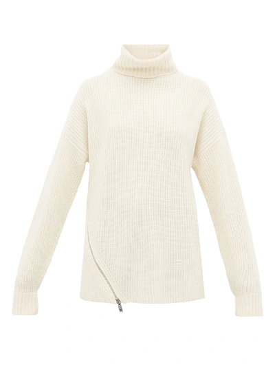 Tibi Side-zip Cashmere Sweater In Ivory